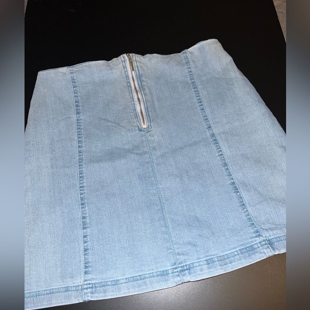 Harper Heritage Light Blue Top Front Zip Denim Skirt Size Large EUC